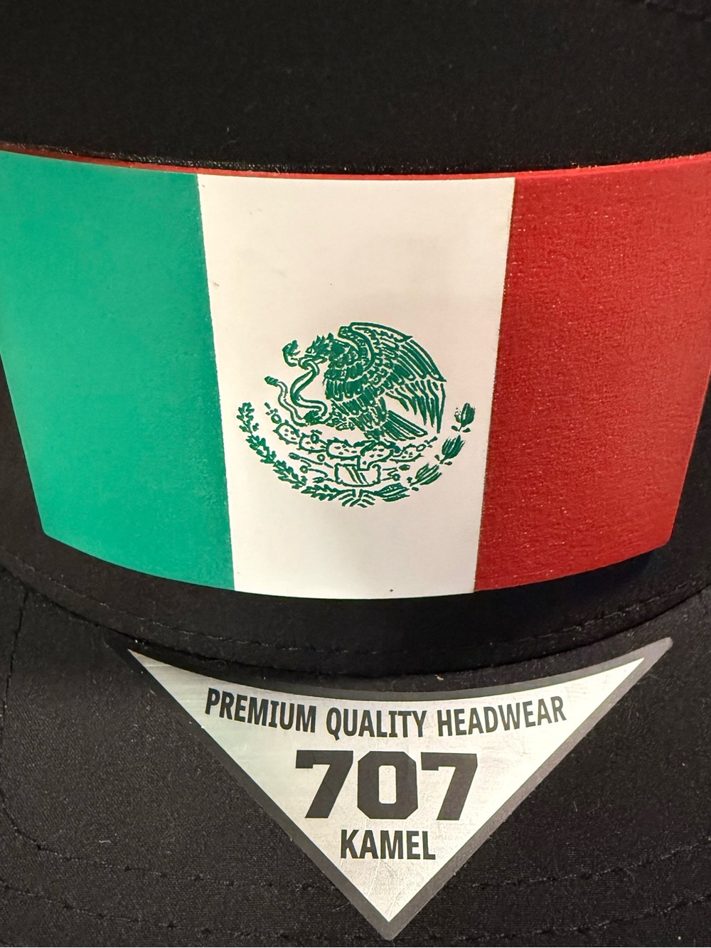 Kamel 707 Black Hat with Mexican Flag Patch